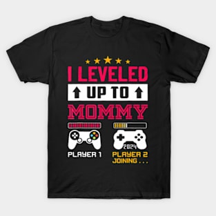 Leveling Up To Mommy Est 2024 First Time Mom 2024 Video Game T-Shirt